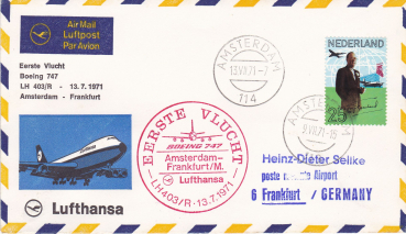 Lufthansa- eerste Vlucht Boeing 747  LH403/R  13.07.1971