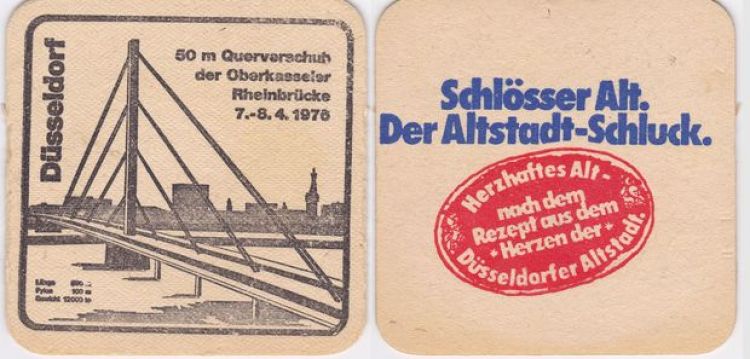 Bierdeckel zum Verschub der Oberkasseler Brücke 1976