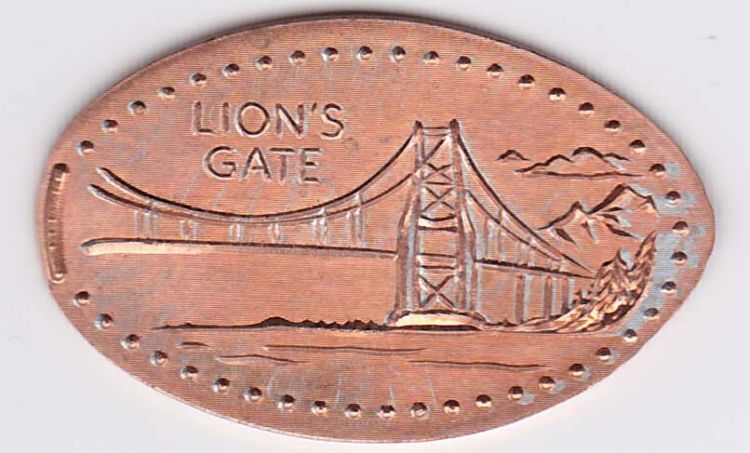 gepresster Penny der Lions Gate Bridge in Vancouver