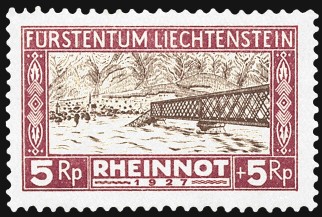 zerstörte Eisenbahnbrücke bei Schaan-Buchs
